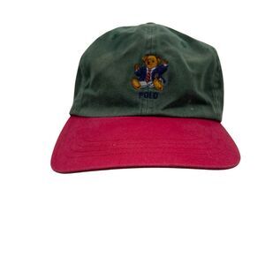 Vintage Polo Ralph Lauren Sit Down Bear In Suit Strap Back Hat / Cap Color lock